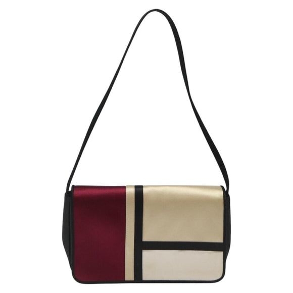 BURBERRY Shoulder Bag Satin Beige Auth ti2937