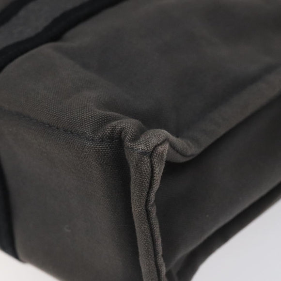 HERMES Fourre Tout PM Hand Bag Canvas Black Gray Silver Auth ti2941