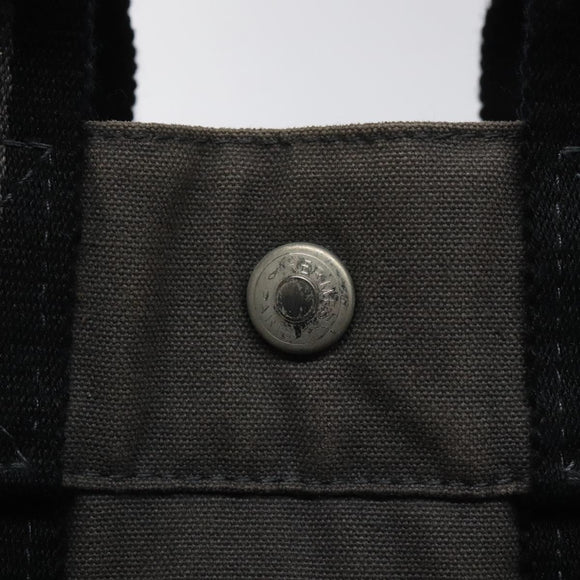 HERMES Fourre Tout PM Hand Bag Canvas Black Gray Silver Auth ti2941