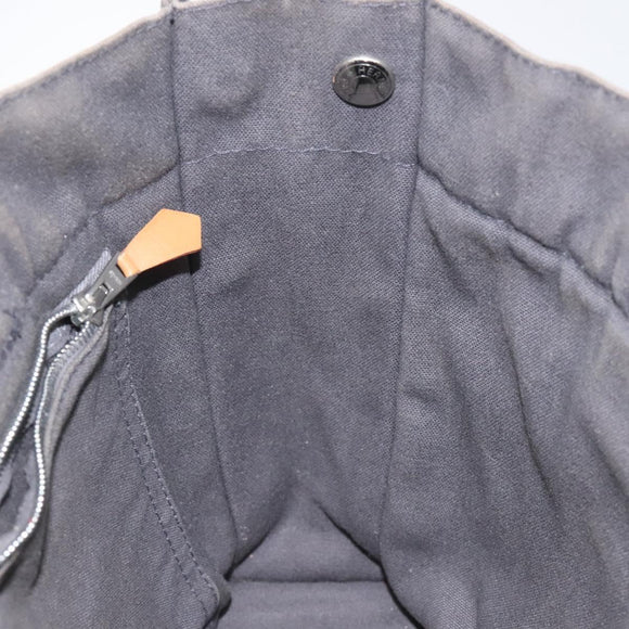 HERMES Fourre Tout PM Hand Bag Canvas Black Gray Silver Auth ti2941