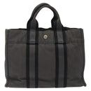 HERMES Fourre Tout PM Hand Bag Canvas Black Gray Silver Auth ti2941-3