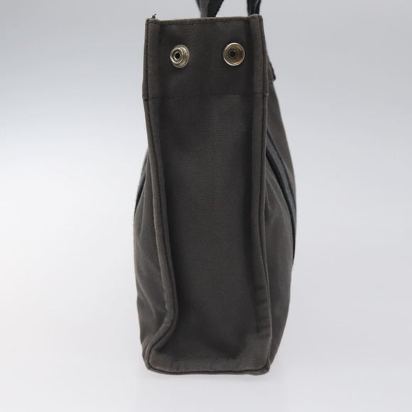 HERMES Fourre Tout PM Hand Bag Canvas Black Gray Silver Auth ti2941
