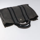 HERMES Fourre Tout PM Hand Bag Canvas Black Gray Silver Auth ti2941-6