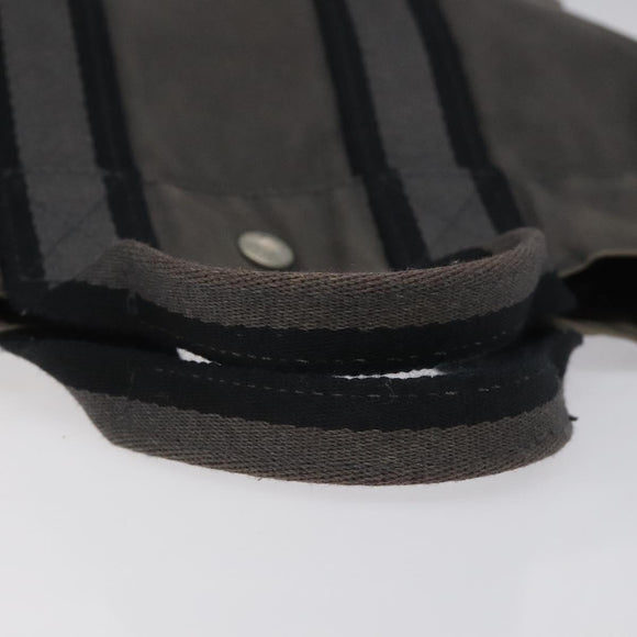 HERMES Fourre Tout PM Hand Bag Canvas Black Gray Silver Auth ti2941