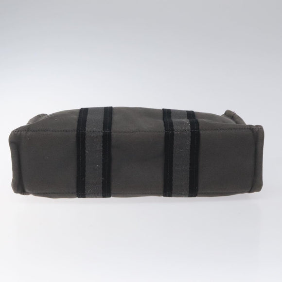 HERMES Fourre Tout PM Hand Bag Canvas Black Gray Silver Auth ti2941