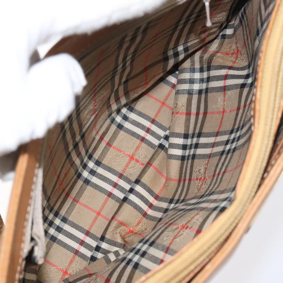 BURBERRY Shoulder Bag Leather Brown Gold Auth ti2942