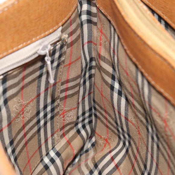 BURBERRY Shoulder Bag Leather Brown Gold Auth ti2942