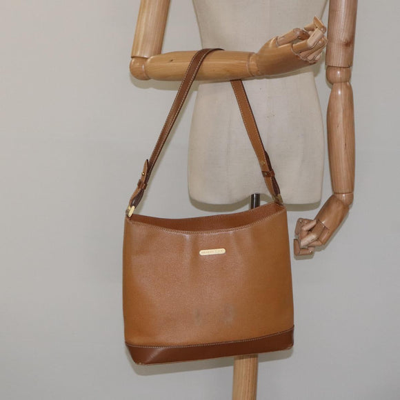 BURBERRY Shoulder Bag Leather Brown Gold Auth ti2942