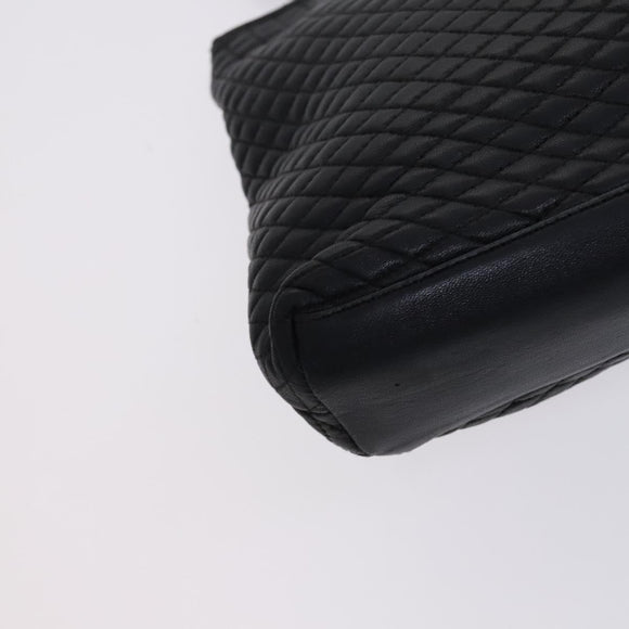 BALLY Chain Shoulder Bag Leather Black Gold Auth ti2944