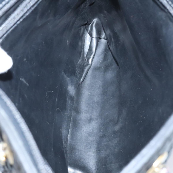 BALLY Chain Shoulder Bag Leather Black Gold Auth ti2944