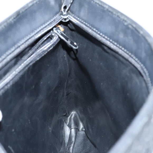 BALLY Chain Shoulder Bag Leather Black Gold Auth ti2944