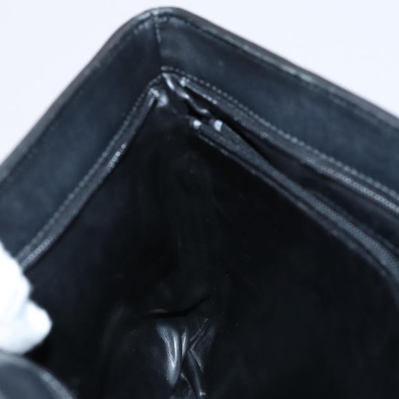 BALLY Chain Shoulder Bag Leather Black Gold Auth ti2944