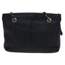 BALLY Chain Shoulder Bag Leather Black Gold Auth ti2944-2
