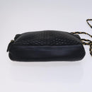 BALLY Chain Shoulder Bag Leather Black Gold Auth ti2944-5