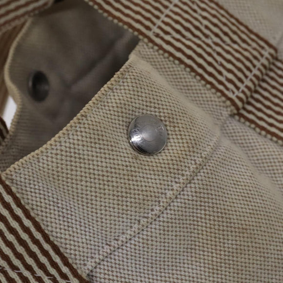 HERMES New Fourre Tout MM Hand Bag Canvas Beige Silver Auth ti2953
