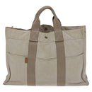 HERMES New Fourre Tout MM Hand Bag Canvas Beige Silver Auth ti2953-13