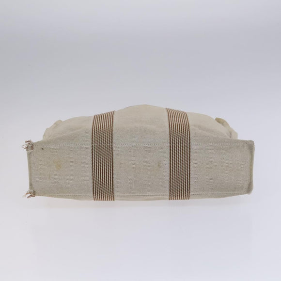 HERMES New Fourre Tout MM Hand Bag Canvas Beige Silver Auth ti2953