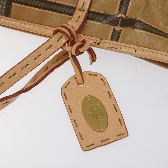 FENDI Hand Bag Nylon Beige Auth ti2956