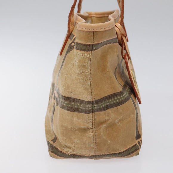 FENDI Hand Bag Nylon Beige Auth ti2956