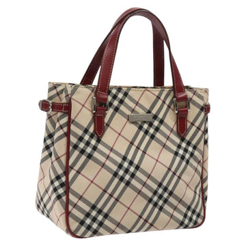 BURBERRY Nova Check Blue Label Hand Bag Nylon Beige Auth ti2957