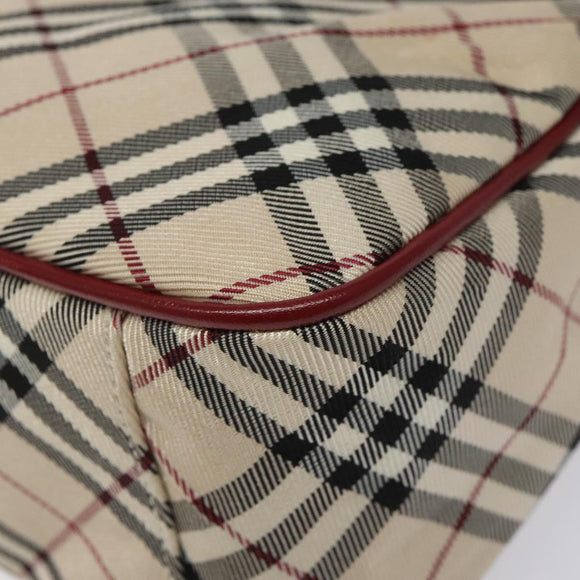 BURBERRY Nova Check Blue Label Hand Bag Nylon Beige Auth ti2957