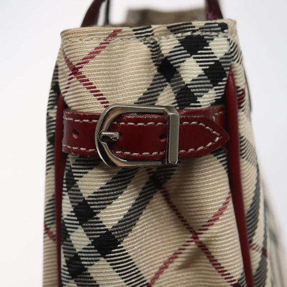BURBERRY Nova Check Blue Label Hand Bag Nylon Beige Auth ti2957