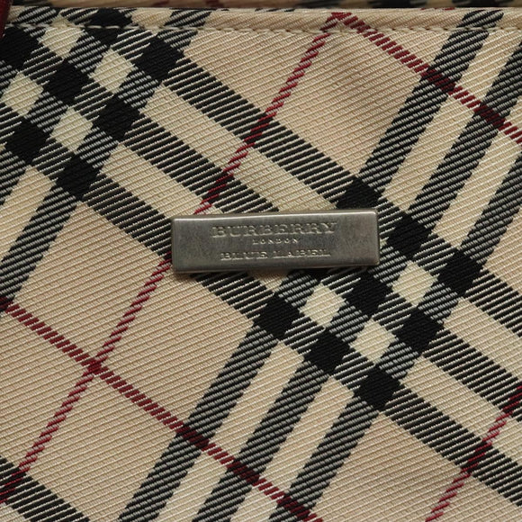 BURBERRY Nova Check Blue Label Hand Bag Nylon Beige Auth ti2957