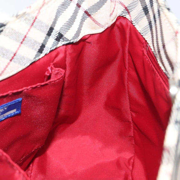 BURBERRY Nova Check Blue Label Hand Bag Nylon Beige Auth ti2957