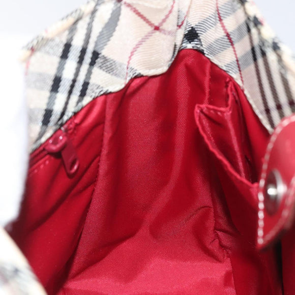 BURBERRY Nova Check Blue Label Hand Bag Nylon Beige Auth ti2957