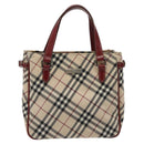 BURBERRY Nova Check Blue Label Hand Bag Nylon Beige Auth ti2957-13