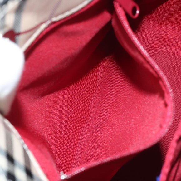 BURBERRY Nova Check Blue Label Hand Bag Nylon Beige Auth ti2957