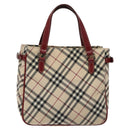 BURBERRY Nova Check Blue Label Hand Bag Nylon Beige Auth ti2957-2