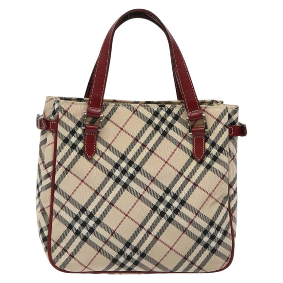 BURBERRY Nova Check Blue Label Hand Bag Nylon Beige Auth ti2957