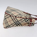 BURBERRY Nova Check Blue Label Hand Bag Nylon Beige Auth ti2957-3