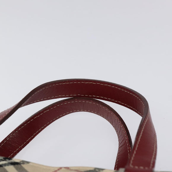 BURBERRY Nova Check Blue Label Hand Bag Nylon Beige Auth ti2957