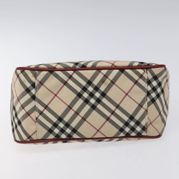 BURBERRY Nova Check Blue Label Hand Bag Nylon Beige Auth ti2957