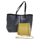 TORY BURCH Bally Tote Bag PVC Leather 2 Set Black Yellow Auth ti2961-1