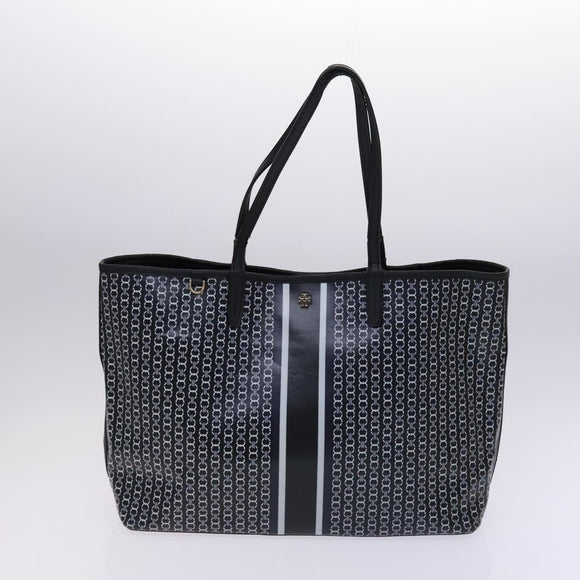 TORY BURCH Bally Tote Bag PVC Leather 2Set Black Yellow Auth ti2961