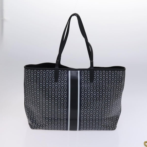 TORY BURCH Bally Tote Bag PVC Leather 2Set Black Yellow Auth ti2961