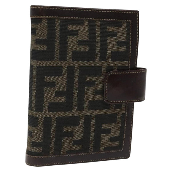 FENDI Zucca Canvas Day Planner Cover Brown Black Auth ti2962