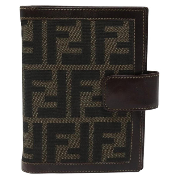 FENDI Zucca Canvas Day Planner Cover Brown Black Auth ti2962