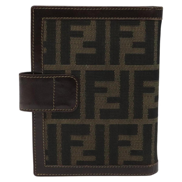 FENDI Zucca Canvas Day Planner Cover Brown Black Auth ti2962