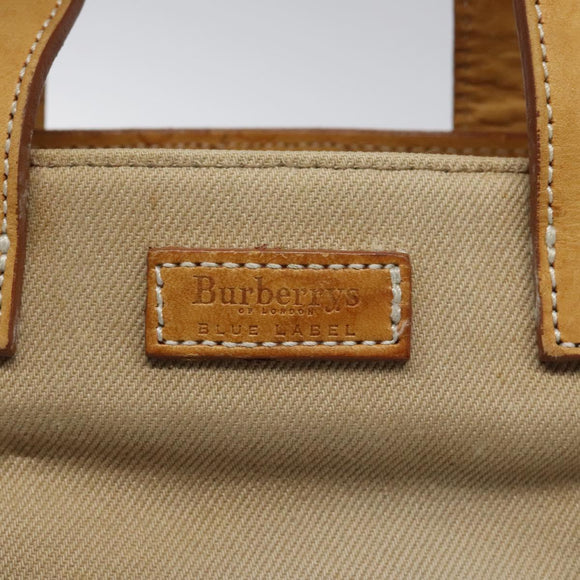 Burberrys Nova Check Blue Label Hand Bag Canvas Brown Auth ti2966