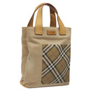Burberrys Nova Check Blue Label Hand Bag Canvas Brown Auth ti2966-1