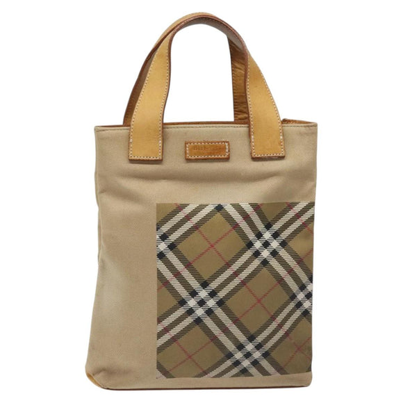 Burberrys Nova Check Blue Label Hand Bag Canvas Brown Auth ti2966