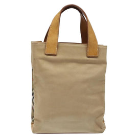 Burberrys Nova Check Blue Label Hand Bag Canvas Brown Auth ti2966 - 0