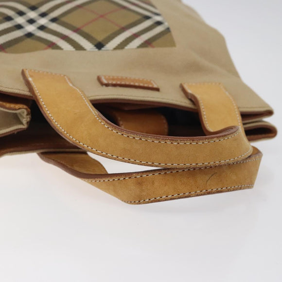 Burberrys Nova Check Blue Label Hand Bag Canvas Brown Auth ti2966