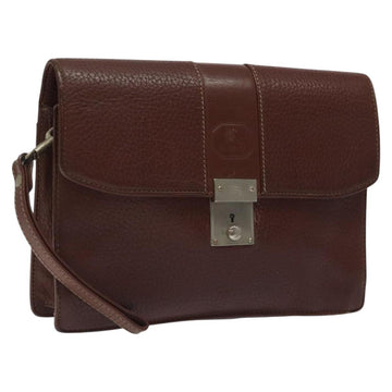 Burberrys Clutch Bag Leather Brown Auth ti2967