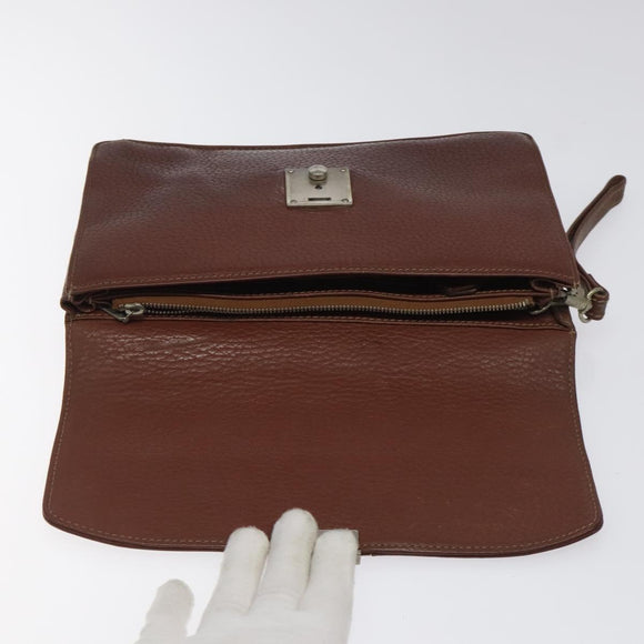 Burberrys Clutch Bag Leather Brown Auth ti2967