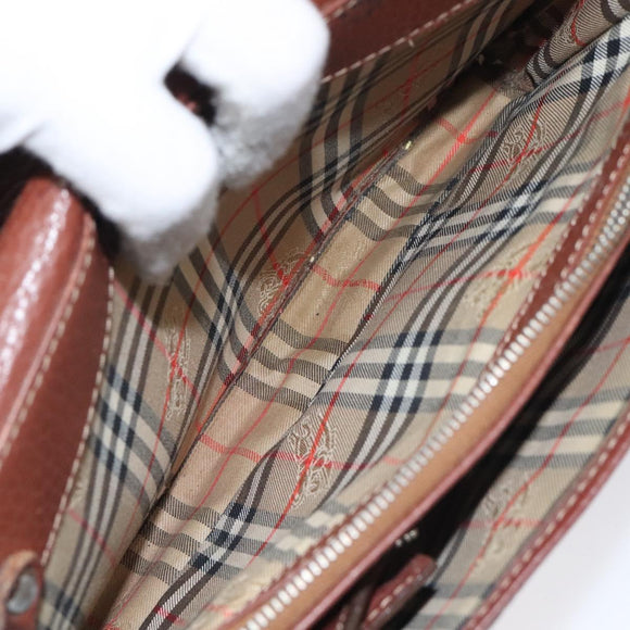 Burberrys Clutch Bag Leather Brown Auth ti2967